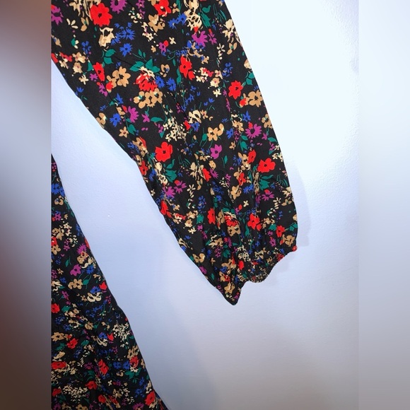 Gap maternity ditzy micro Floral Long Sleeve Dress black multicolor poppy medium - Picture 3 of 5